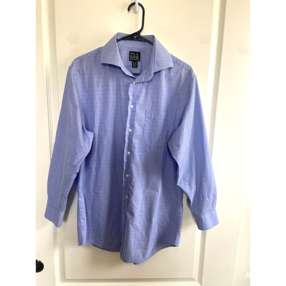Jos A Bank Executive Collection Button Down Shirt Blue Size 16-32 Tailored Fit